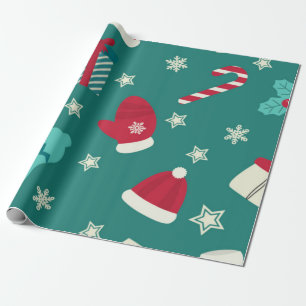 Papier Cadeau Livre vert traditionnel d'enveloppement de Noël