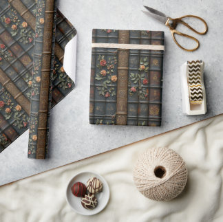 Papier Cadeau Livres anciens et Roses