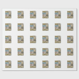 Papier Cadeau Livres Chats La Vie Est Douce Design Pour Lecteur