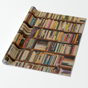 Papier Cadeau Livres dans un motif de bibliothèque Enveloppement