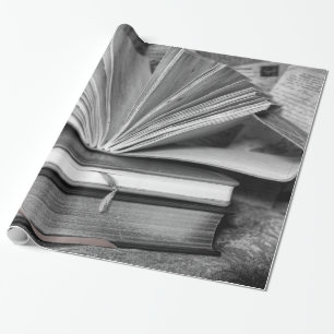 Papier Cadeau Livres en noir et blanc