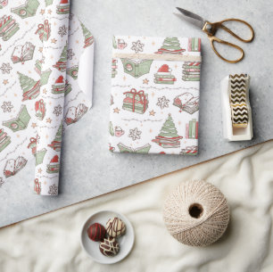 Papier Cadeau Livres festifs de Noël à lire