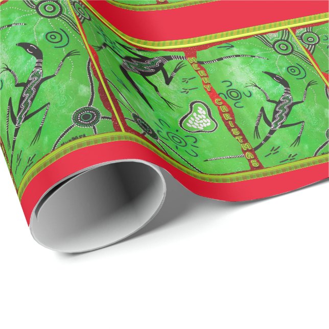 Papier Cadeau Lizard Dreaming Christmas Enveloppement Papier (Coin rond)
