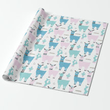 Llama Alapaca Baby shower bleu rose