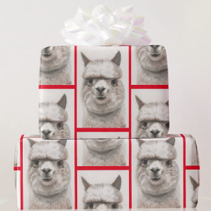 Papier Cadeau Llama Aquarelle Papier à envelopper Alpaca Sourire