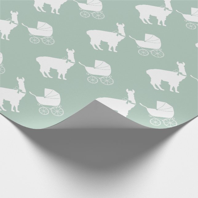 Papier Cadeau Llama Baby shower vert mignon Hommes Neutre (Coin)