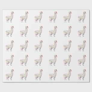 Papier Cadeau Llama Lumières de Noël Animaux Robustes Amoureux A