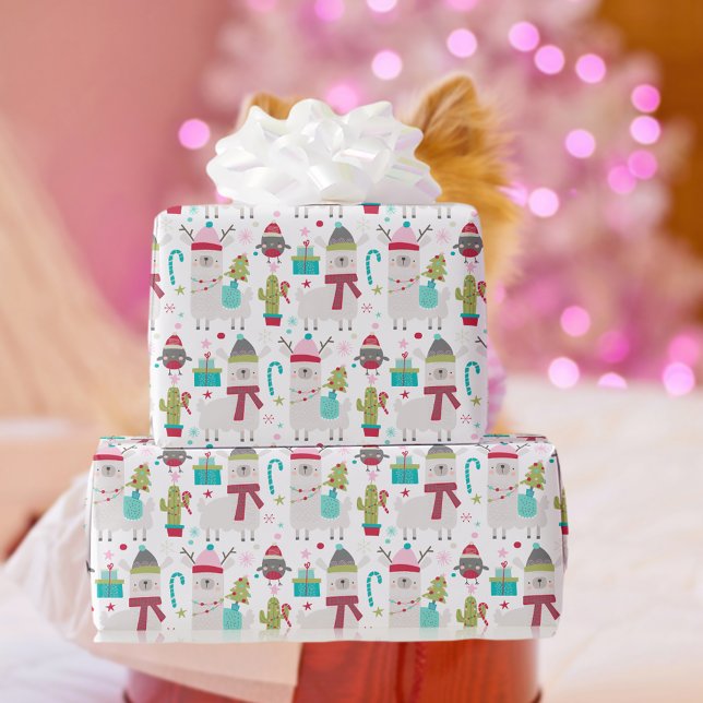 Papier Cadeau Llama Passez Des Vacances Amusantes De Noël (Créateur téléchargé)