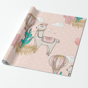 Papier Cadeau Llama Steampunk désert faux paillettes