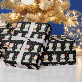 Papier Cadeau Llamas Festive de Noël en noir