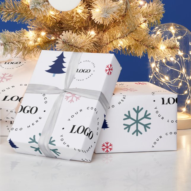 Papier Cadeau Logo d'affaires personnalisé Arbre de Noël Cadeau  (Vacances)