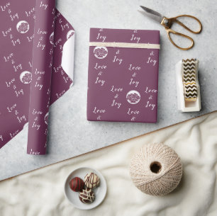 Papier Cadeau Logo de fleuriste personnalisé Violet 'Amour et Jo