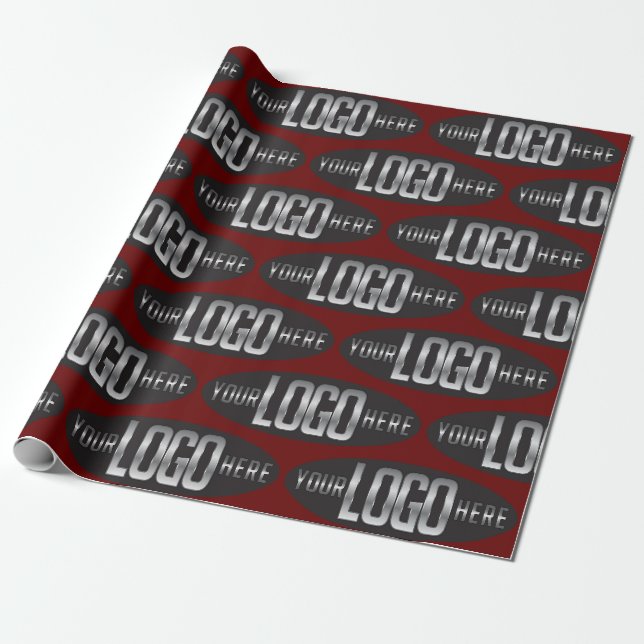 Papier Cadeau Logo de l'entreprise ovale sur papier d'emballage  (Déroulé)