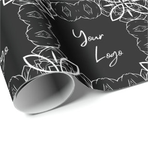 Papier Cadeau Logo de société personnalisé motif noir blanc chic