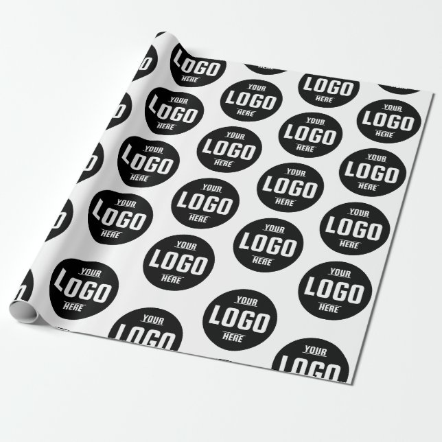 Papier Cadeau Logo d'entreprise personnalisé - Blanc (Déroulé)