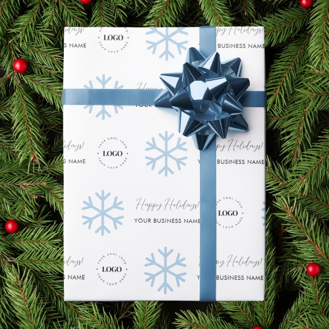 Papier Cadeau Logo d'entreprise personnalisé & Snowflake Holiday (Créateur téléchargé)