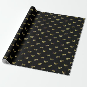 Papier Cadeau Logo des initiales en or noir personnalisées