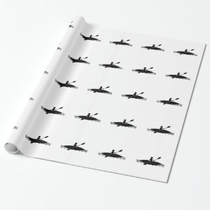 Papier Cadeau Logo d'homme de bâton de kayak
