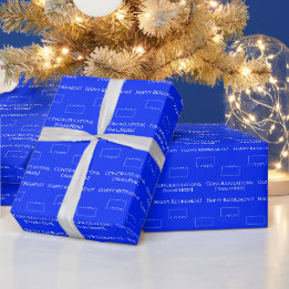 Papier Cadeau Logo élégant de félicitations personnalisé bleu