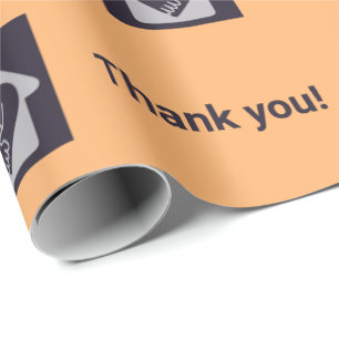 Papier Cadeau Logo et Merci personnalisé violet et orange