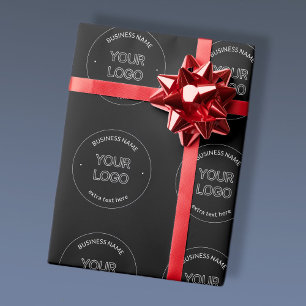 Papier Cadeau Logo et nom d'entreprise modifiables Noir