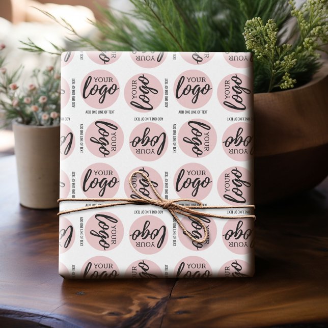Papier Cadeau Logo Office de base avec texte sur une ligne (Custom Wrapping Paper with Your Logo - Add Your Logo for a fun personalized gift paper!)