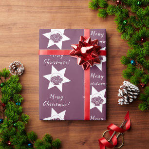 Papier Cadeau Logo personnalisé fleuriste Joyeux Noël blanc & vi