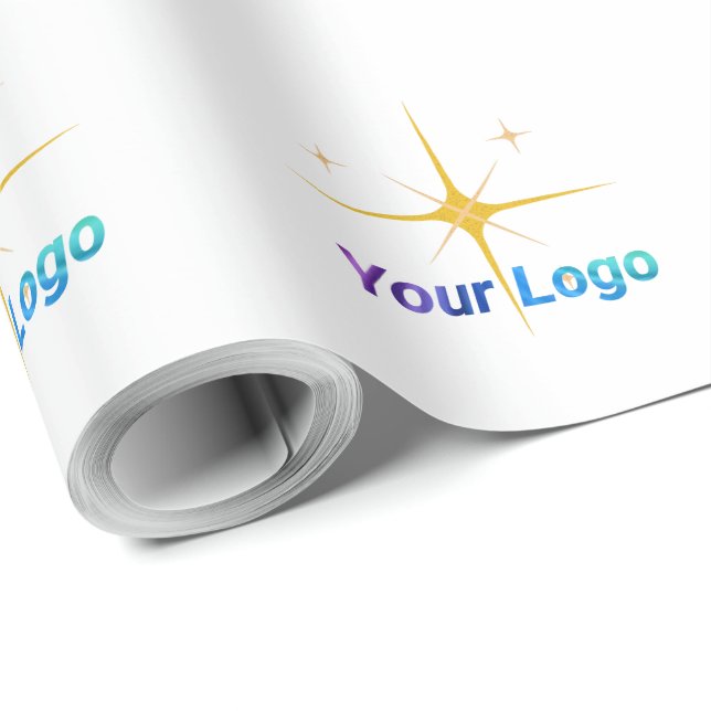 Papier Cadeau Logo personnalisé simple et élégant ici société cl (Coin rond)