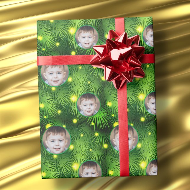 Papier Cadeau Logo Photo Personnalisé Arbre de Noël Lumières de  (Créateur téléchargé)