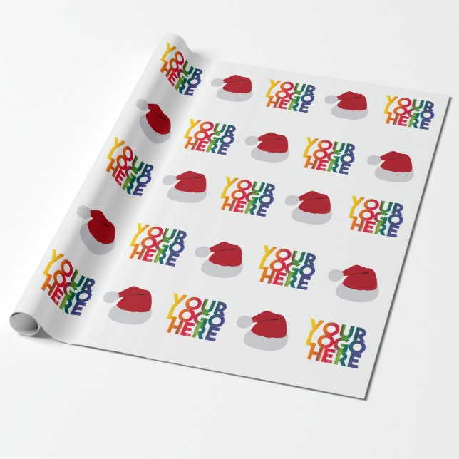 Papier Cadeau Logo Simple Entreprise Noël Chapeau de Père Noël (Déroulé)