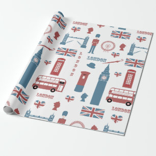 Papier Cadeau Londres Angleterre Big Ben English Drapeau Garde d