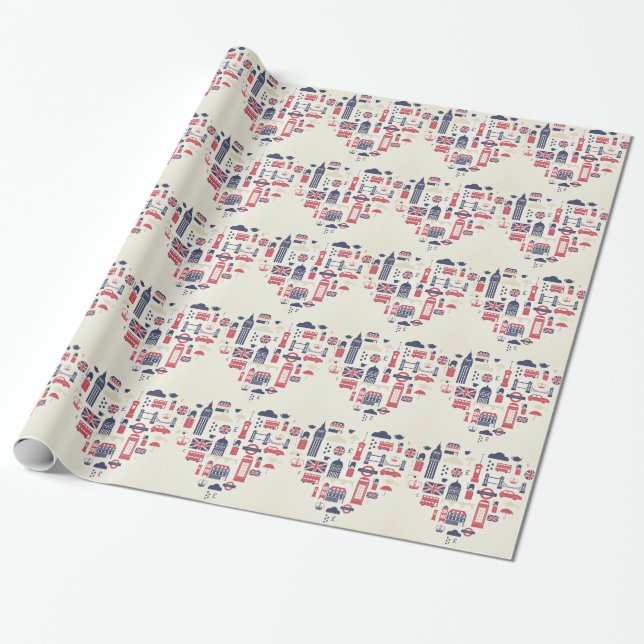 Papier Cadeau Londres au coeur (Déroulé)