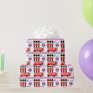 Papier Cadeau Londres UK Queens Guard Red Bus mignon Motif
