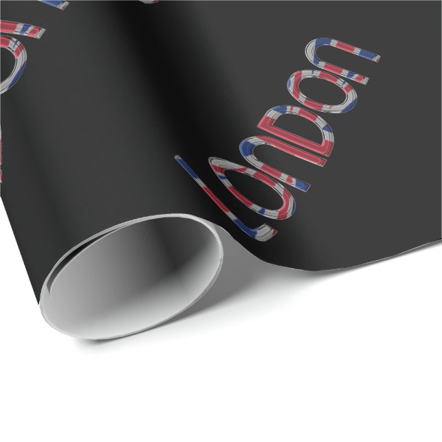 Papier Cadeau Londres Union Jack British Drapeau Typographie Élé (Coin rond)