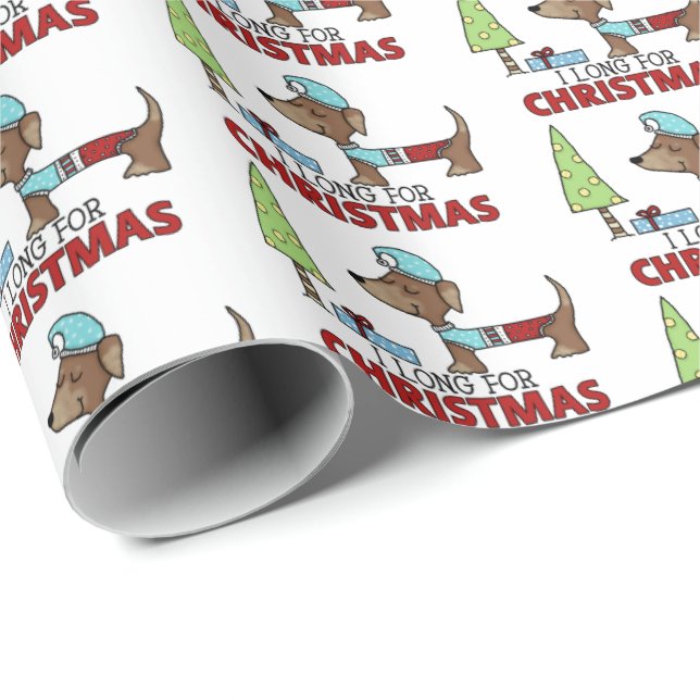 Papier Cadeau Longue pour Noël-Dachshund (Coin rond)