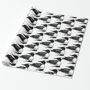 Papier Cadeau Loon Swimming Bird Art Thunder_Cove