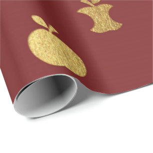 Papier Cadeau L'or Bourgogne Apple métallique portent des fruit