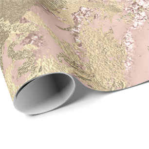 Papier Cadeau L'or de ROS rougissent le rose métallique brillan