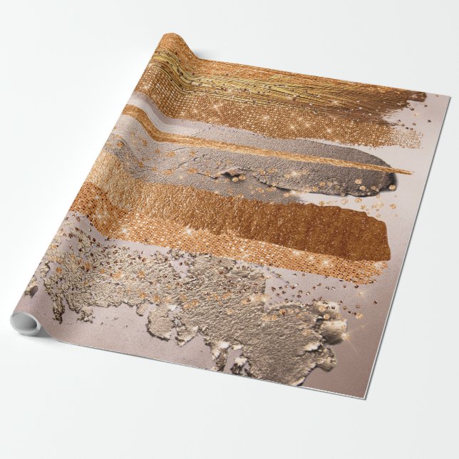 Papier Cadeau L'or du cuivre frappe la texture du glamour (Déroulé)