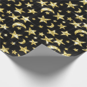 Papier Cadeau L'or scintillant tient le premier rôle le noir