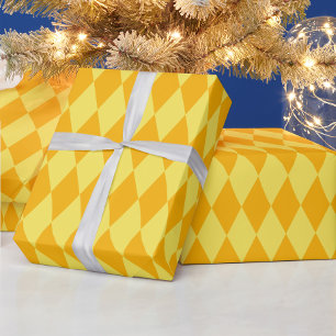 Papier Cadeau Losanges Damier Jaune Clair et Foncé Harlequin