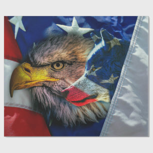 Papier Cadeau Loup d'aigle patriotique américain