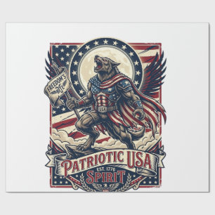 Papier Cadeau Loup-garou patriotique Patriote Horreur Monstre Pa
