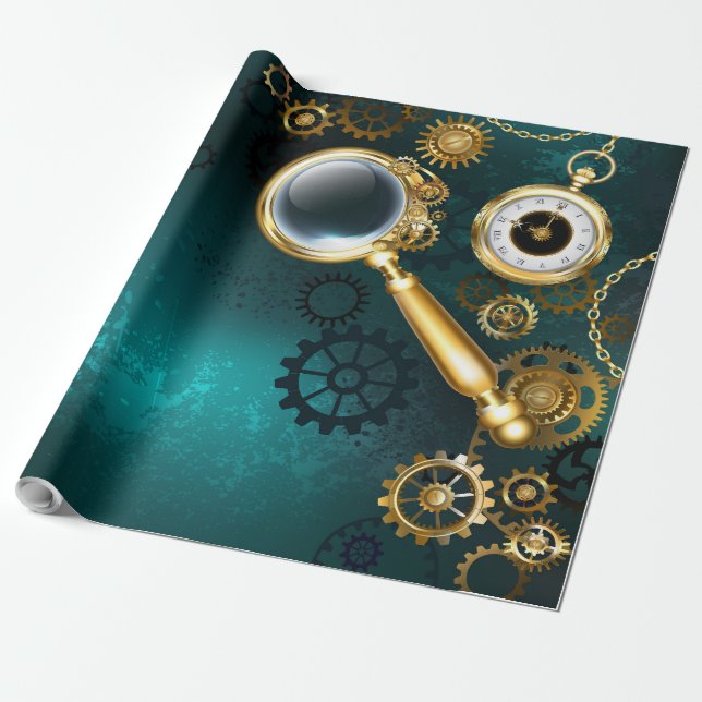 Papier Cadeau Loupe en style Steampunk (Déroulé)