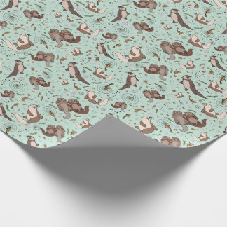Papier Cadeau Loutres en bleu