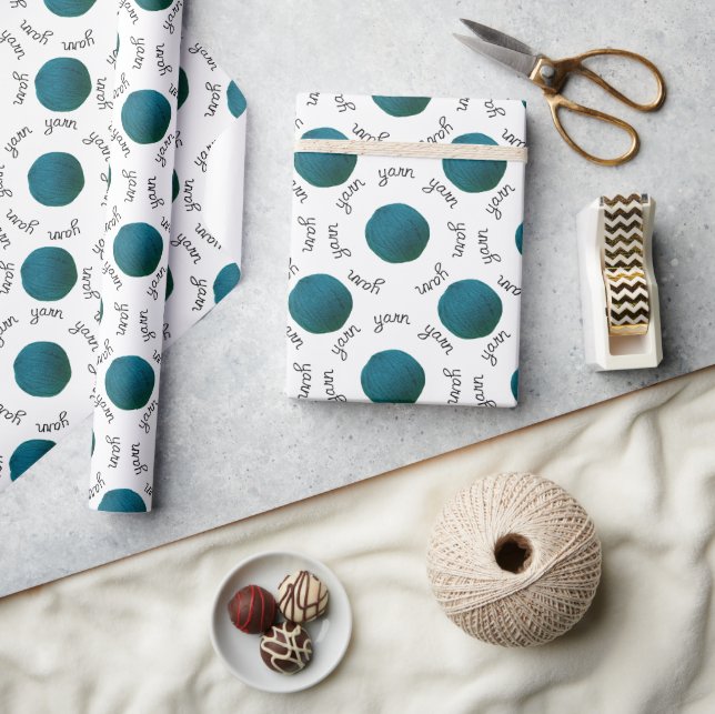 Papier Cadeau Louvain de fils ・ Boules Turquoises de fils (Artisanat)