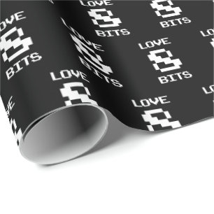 Papier Cadeau Love 8 bits