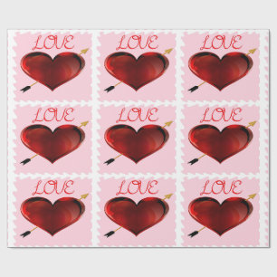 Papier Cadeau Love Forever Stamp Wrapper Papier