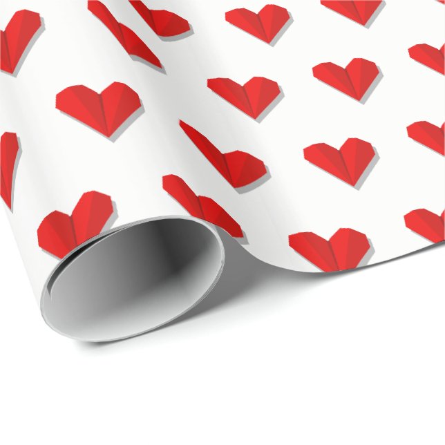Papier Cadeau Love Heart Origami Vector Motif Valentine (Coin rond)