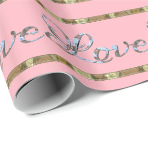 Papier Cadeau Love Love Love Love Pink Elegant Designer
